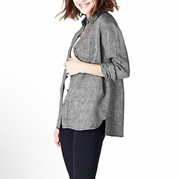 J.Jill Tops - J.Jill Love Linen Essential Button-Down Shirt Casual Relaxed 100% Linen Grey Md